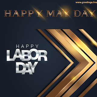 Happy May Day, Happy Labor Day wishes brass metallic arrow effects