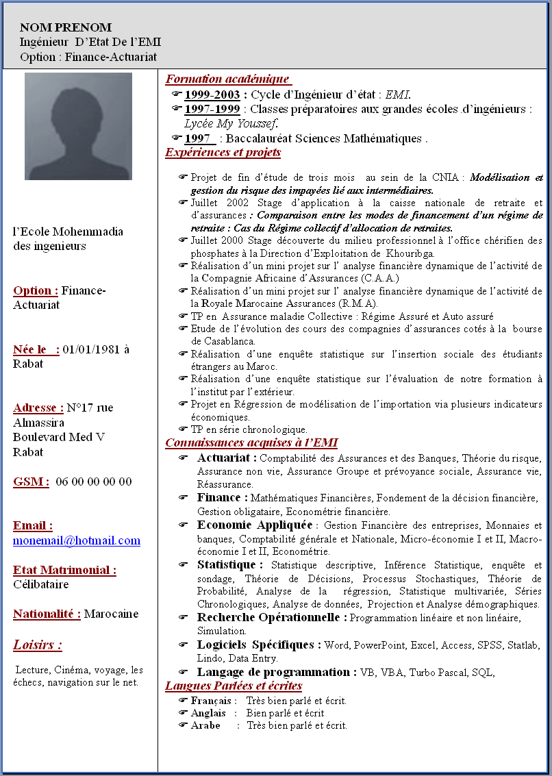 Exemple cv d un informaticien - CV Anonyme