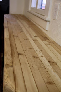 Pine butcher block counter, sanded