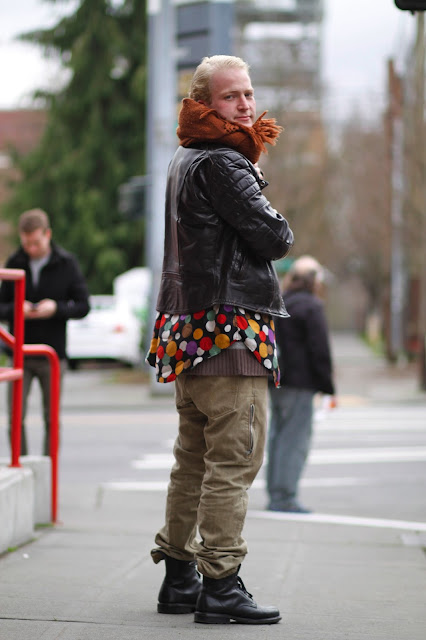 William Adams Polka Dot Shirt Scarf leather jacket seattle street style fashion it's my darlin'