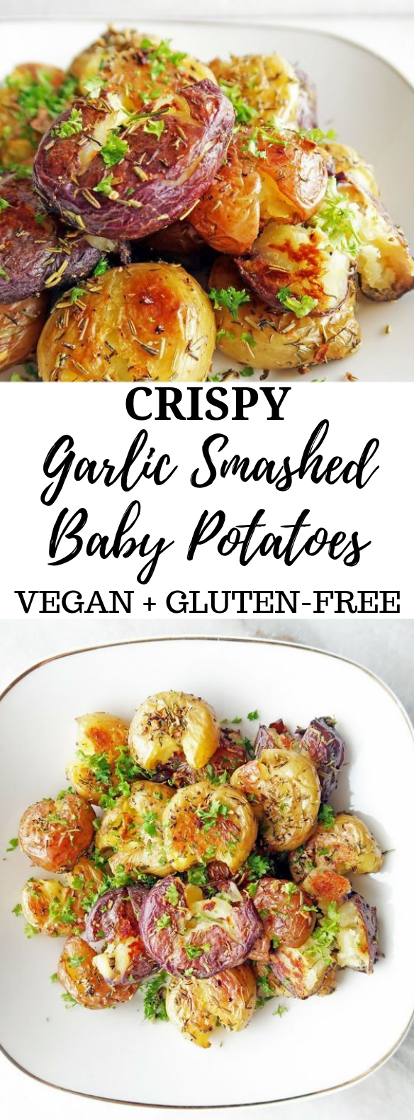 CRISPY GARLIC SMASHED BABY POTATOES #Vegan #Garlic