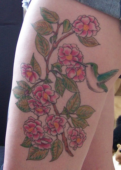 Cherry Blossom Tattoo And Hummingbird Tattoo
