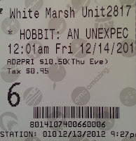 movie - The Hobbit: An Unexpected Journey - ticket stub