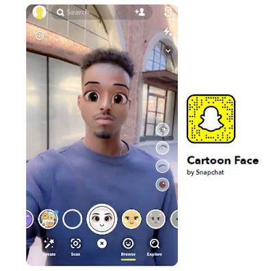 Source: Snap. Man with a cartoon face.