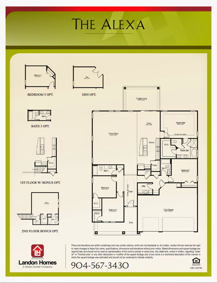 Alexa Floor Plan, Benton Lakes, Jacksonville new build homes, Landon Homes