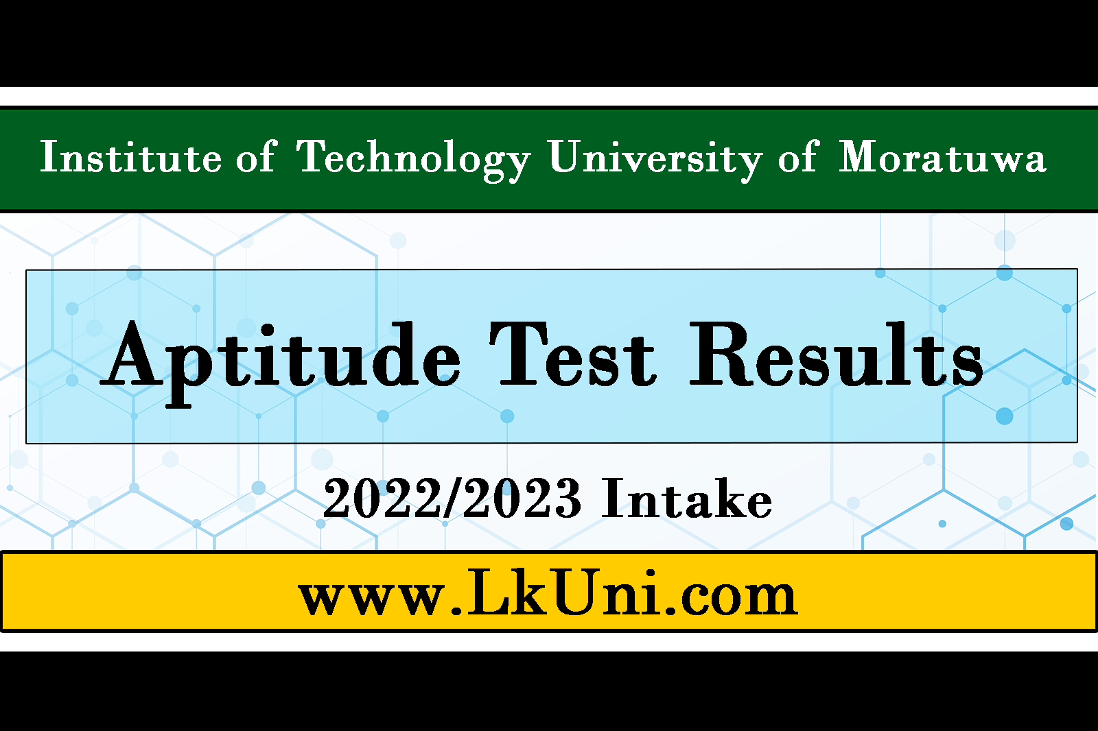 Aptitude Test Results 2022 2023 Intake Institute Of Technology University Of Moratuwa NDT 