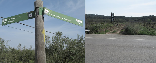 Rètol informatiu i carretera TP-2045 a Rodonyà