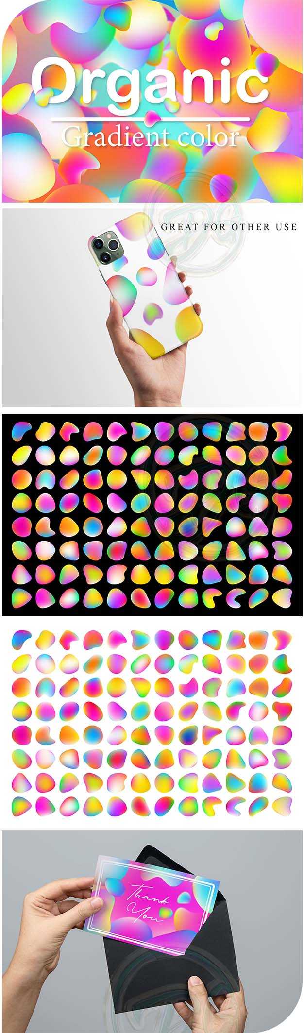 100 Colorful Organic Shape Gradients PNG Collection Free