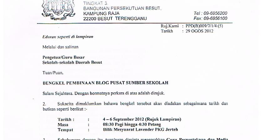 Surat Panggilan Mesyuarat Pusat Sumber Sekolah