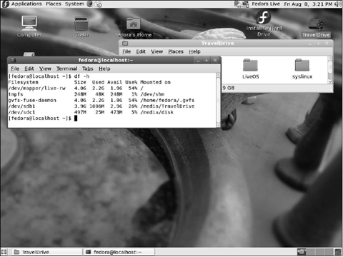 Working within the Live USB environment.