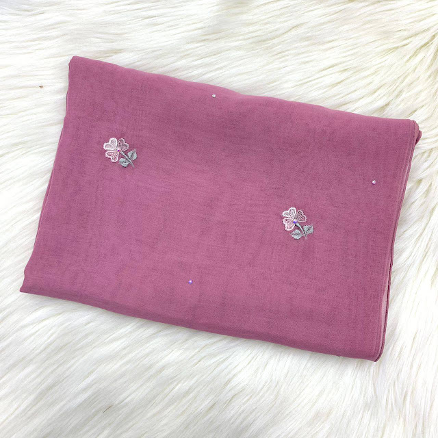 Bawal sulam cotton voile Japan design bunga dahlia love