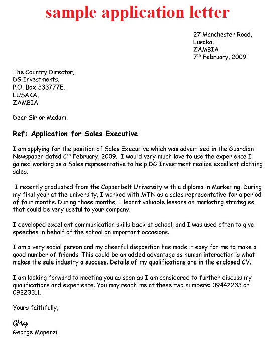 Job Application Letter Example How To Write A Job Application Letter