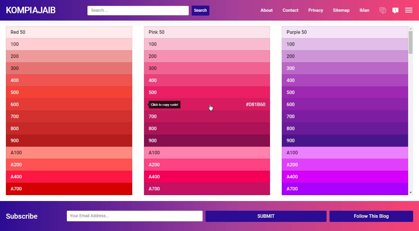 Menyimpan Material Design Color Palette Di Blog