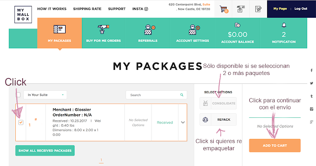 MyMallBox preparar paquete