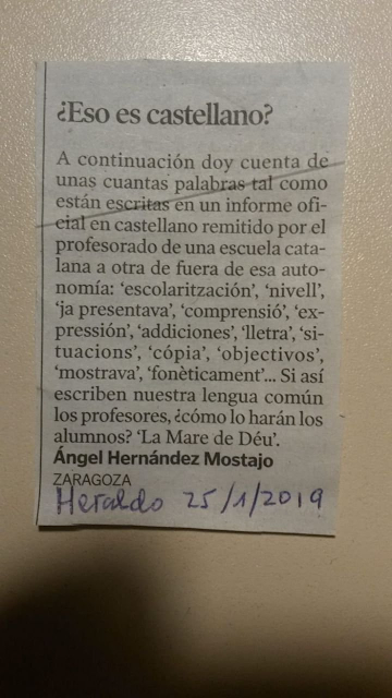 Ángel Hernández Mostajo, Zaragoza, Heraldo, eso es castellano ?