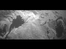 view from the front hazard-avoidance camera on NASA's Mars Exploration