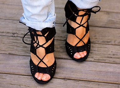 Zara black leather lace up high heel sandals