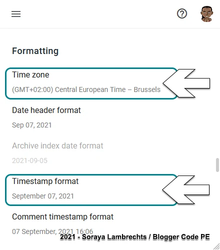 Choose the timestamp format and select the time zone.