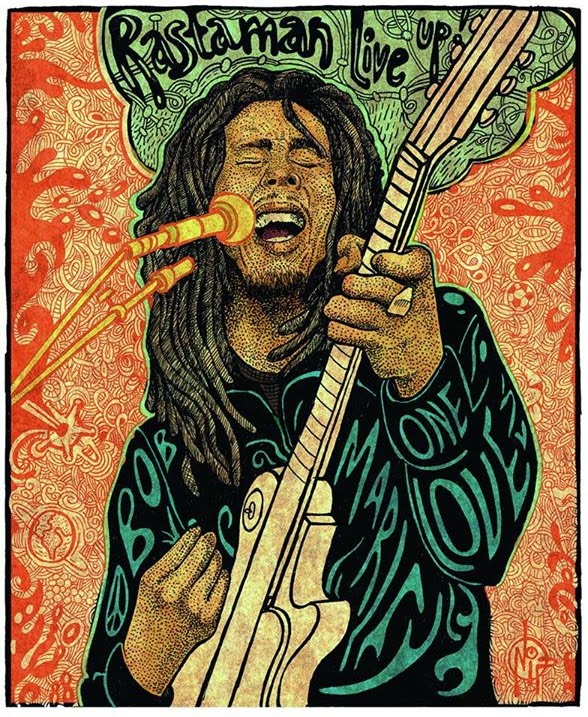 MusicTelevision.Com celebrates Bob Marley's 70th Birthday - Art by NipRogers.Com