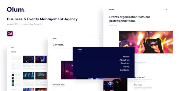 Best Business & Events Management Agency Adobe XD Template