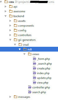 yii2 - custom gii crud templates - folder structure