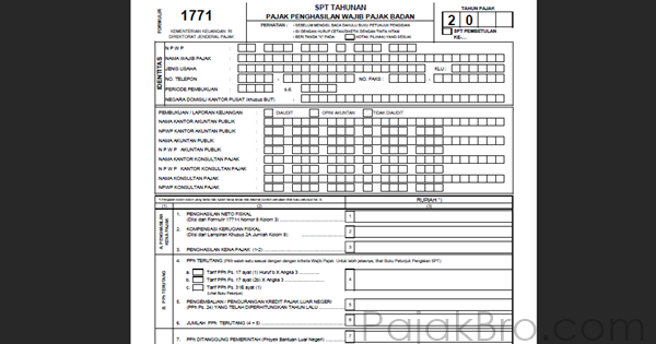 Formulir SPT Tahunan Badan 1771 Excel Atau PDF Lengkap 