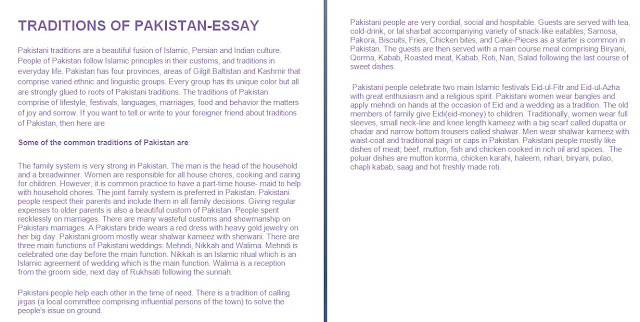 Traditions of Pakistan-essay speech