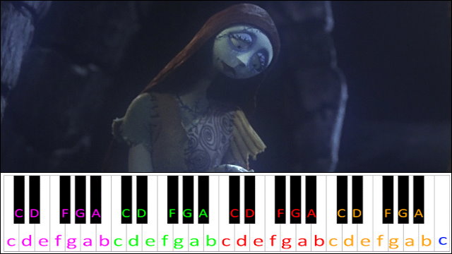 Sally's Song (The Nightmare Before Christmas) Hard Version Piano / Keyboard Easy Letter Notes for Beginners