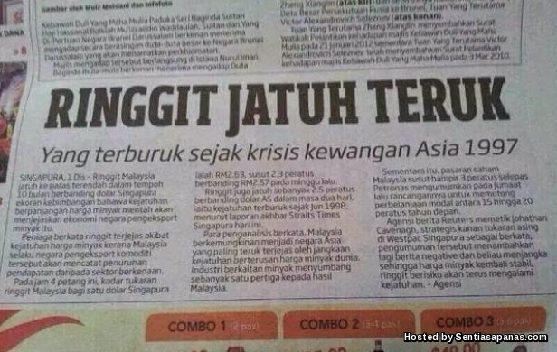 Penurunan Nilai Ringgit Kesan Buruk Melebihi Kesan Baik Sentiasa Panas