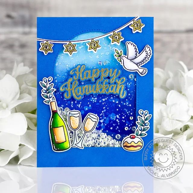 Sunny Studio Stamps: Love & Light Hanukkah Shaker Card by Rachel Alvarado (featuring Stitched Arch Dies)