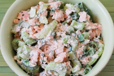 Leftover Salmon Salad with Yogurt and Dill found on KalynsKitchen.com