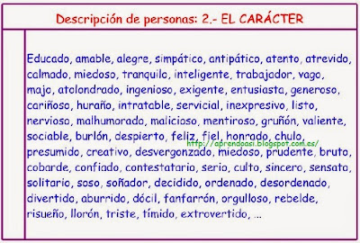 Resultado de imagen de adjetivos para describir a una persona