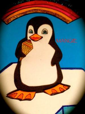 Detalle pingüino funda libreta