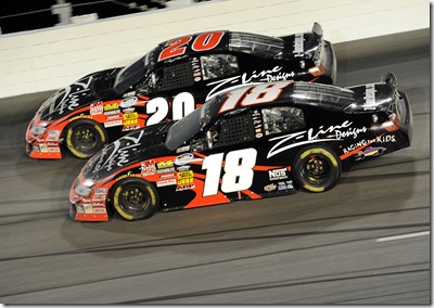 2010 Darlington NNS Denny Hamlin and Kyle Busch side by side