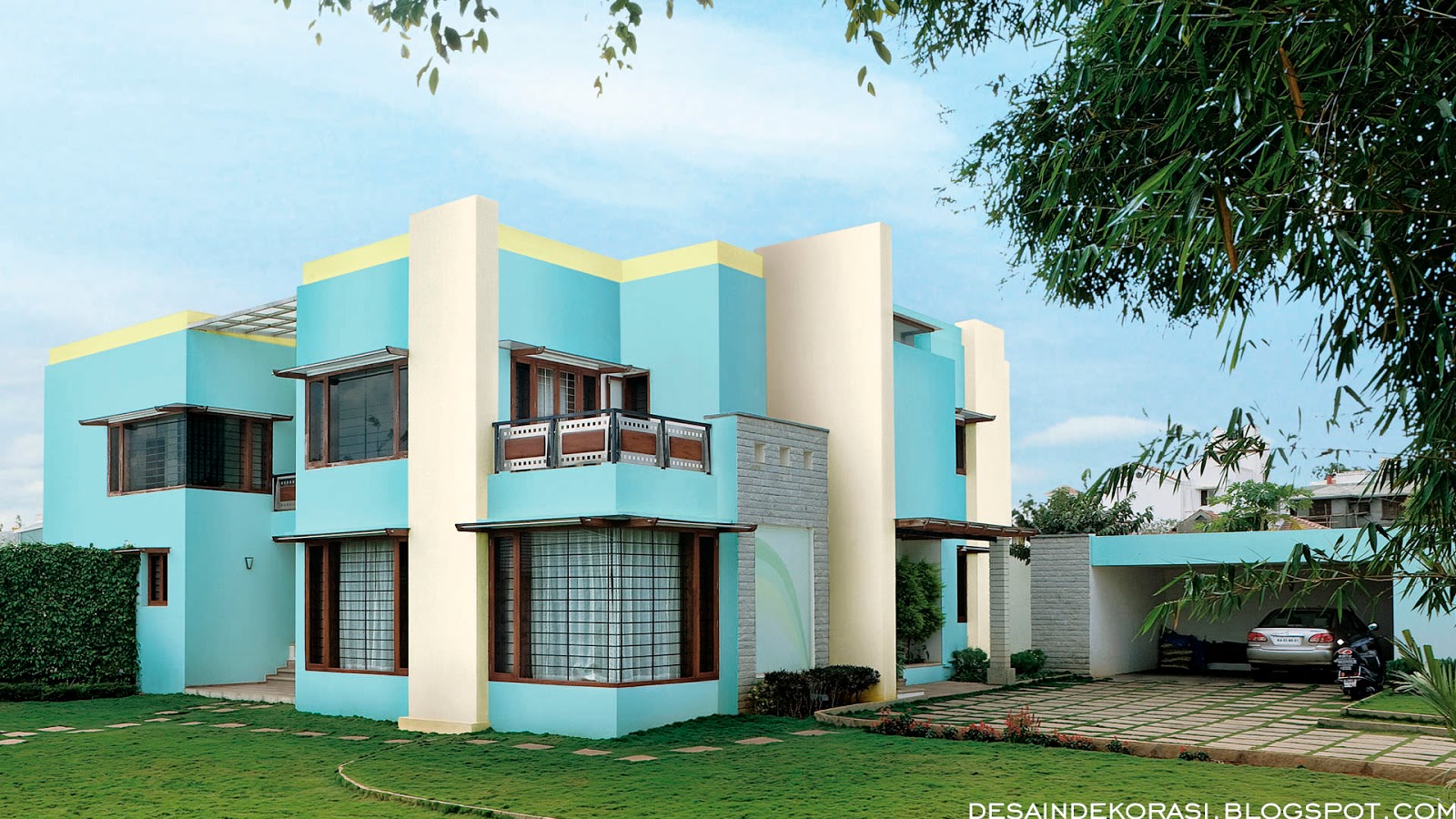  Rumah  Minimalis  Warna  Biru  Tosca 