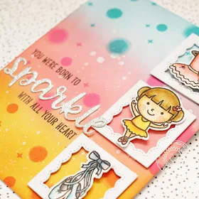 Sunny Studio Stamps: Born To Sparkle Tiny Dancer Watercolored Background Card by Lexa Levana