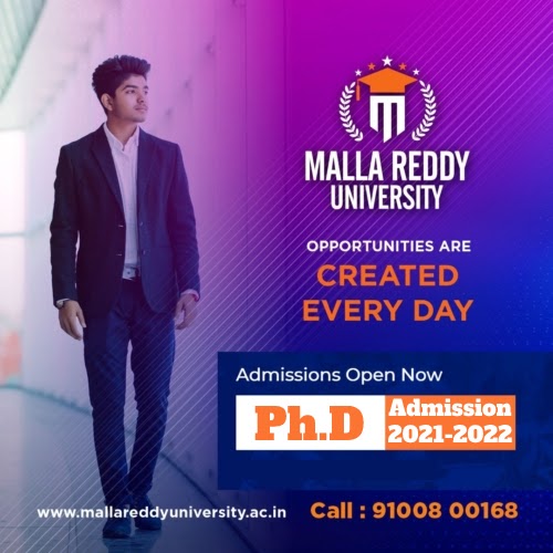 Malla Reddy University - MRUH Hyderabad Ph.D. Admission & Entrance Exam 2021-2022