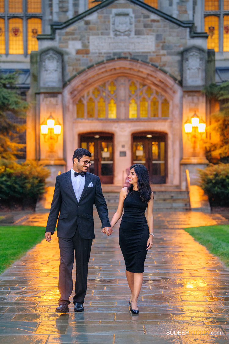 Indian Wedding Engagement photos in Michigan Campus Law Quad for Gujrati Marathi Wedding by SudeepStudio.com Ann Arbor Indian Hindu Wedding Photographer