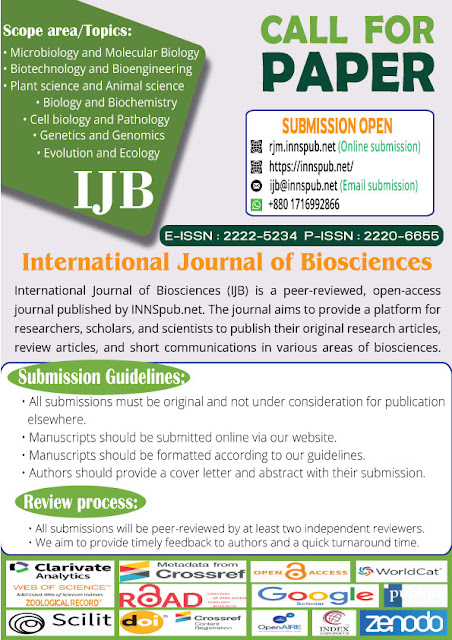 Submit your manuscript to the International Journal of Biosciences