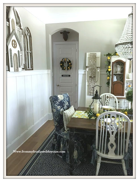 Lemon-Wreath-Late -Summer- Dining -Room- Decor-From My Front Porch To Yours