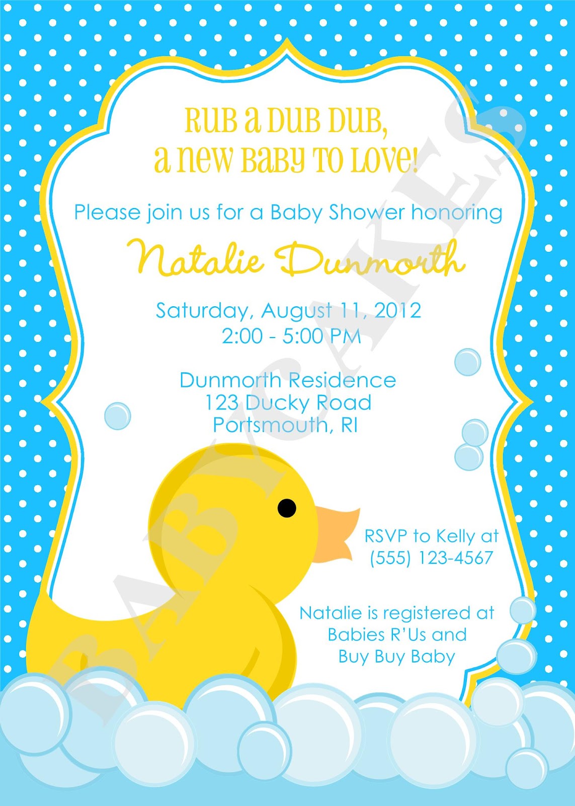 Rubber Ducky Baby Shower Invitations