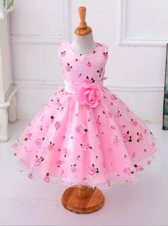 Girls Spring Roses Print Party Dress ( 2 colors option)