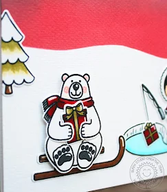 Sunny Studio Stamps: Eskimo Kisses Polar Playmates Playful Polar Bears Slim Sized Winter Themed Holiday Card with Vanessa Menhorn