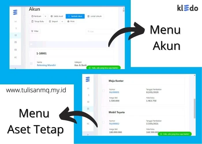 fitur kledo akun dan aset tetap