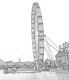 sketch of London Eyee ferris wheel