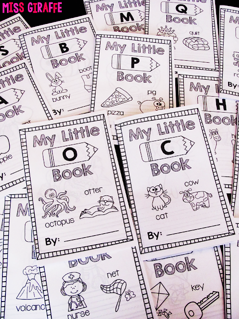 Alphabet books to practice letter recognition and writing words that start with each! These are SO cute and perfect to use each week in kindergarten or preschool for kids to take home and "read" to their families!