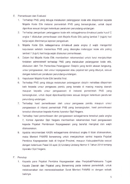 Surat Menteri PANRB: Pelaksanaan Netralitas Bagi ASN Pada 