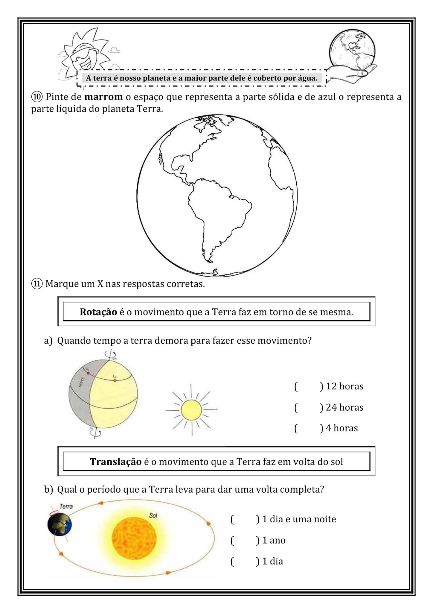 Atividade de Ciências 2º Ano: estações e o sistema solar