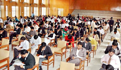 Students taking exam at FPSC office Islamabad
