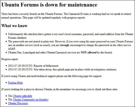 Security breach at Ubuntu Forums compromised